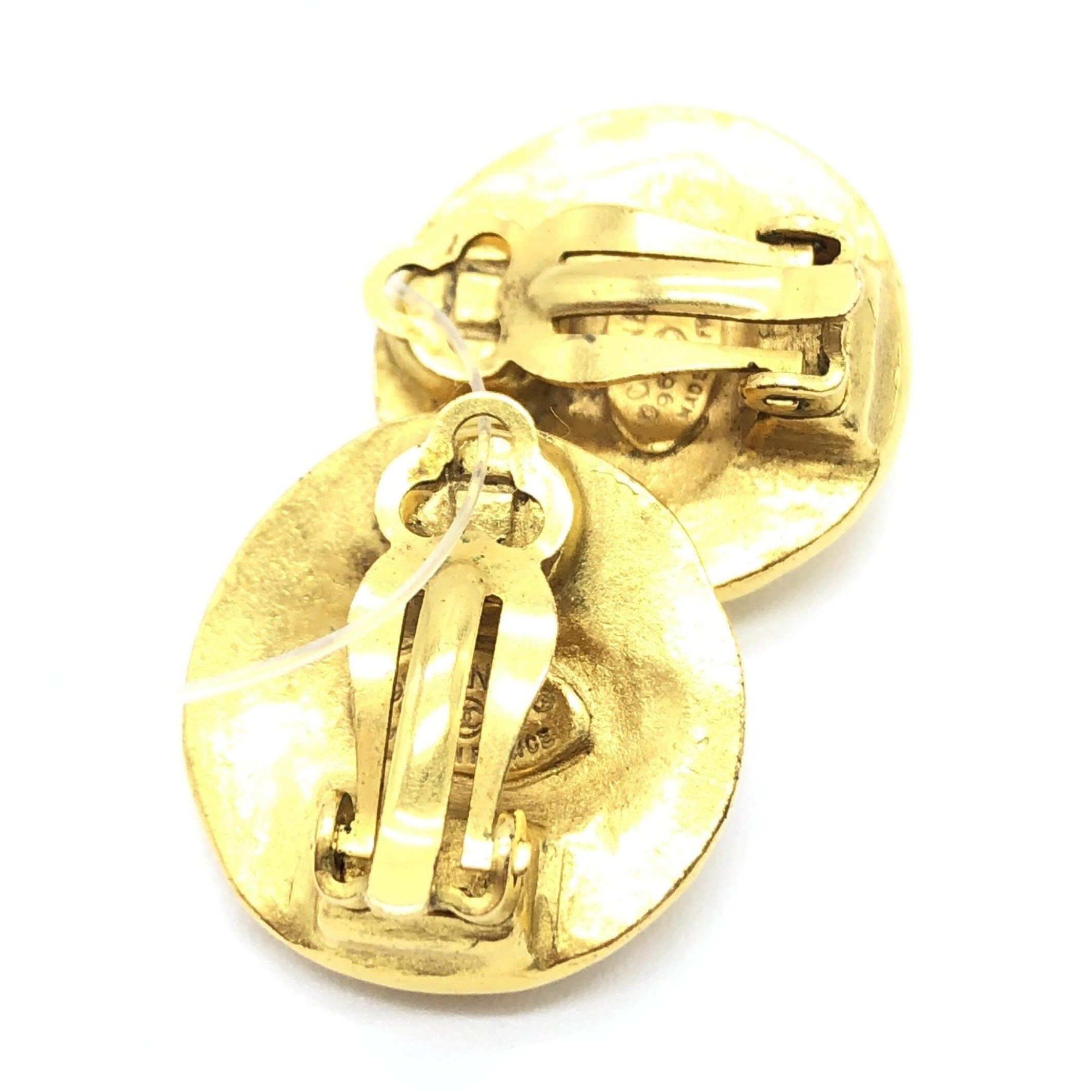 Chanel Gold Tone CC Clip-On Earrings