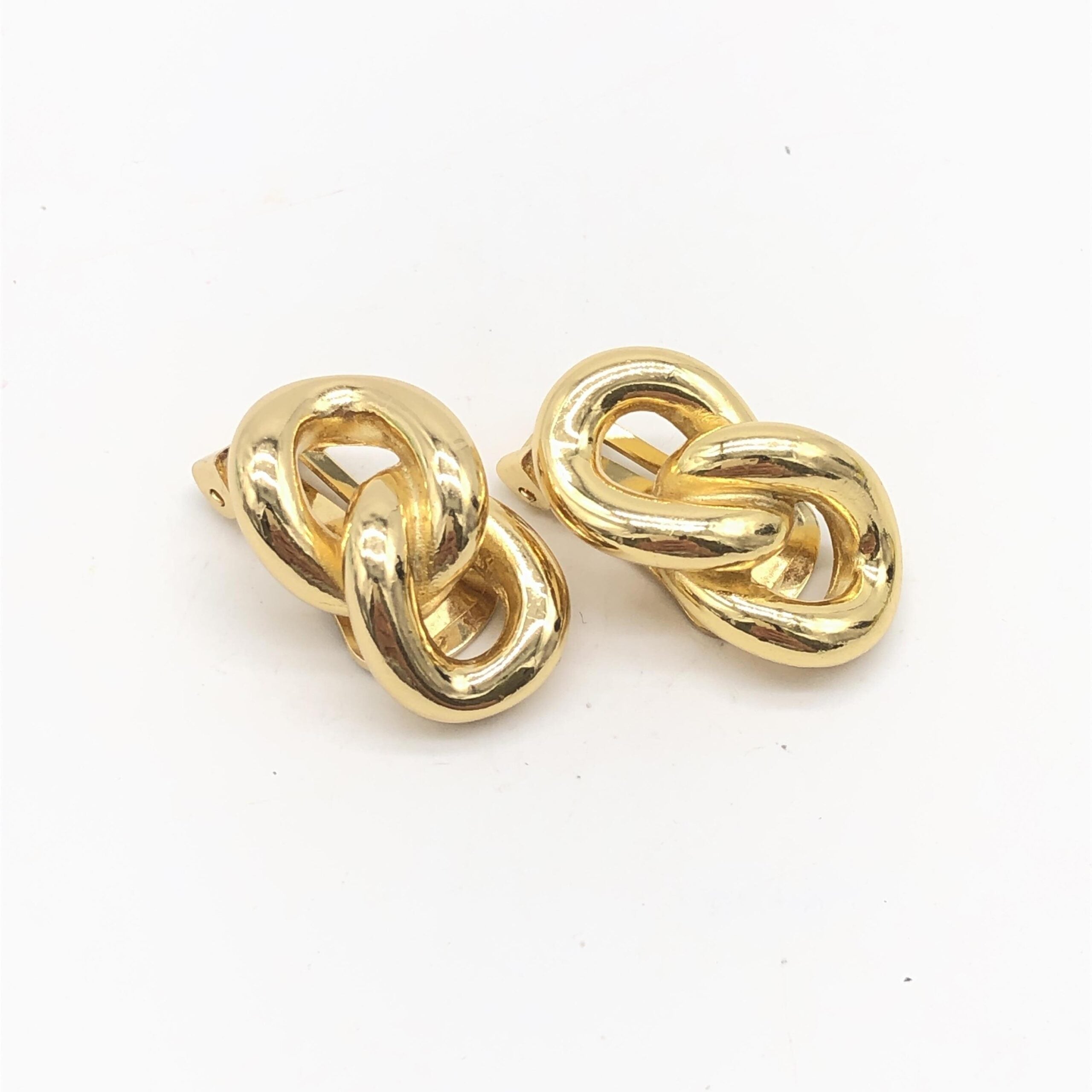 Christian Dior Gold Tone Twisted Chain Clip-On Earrings