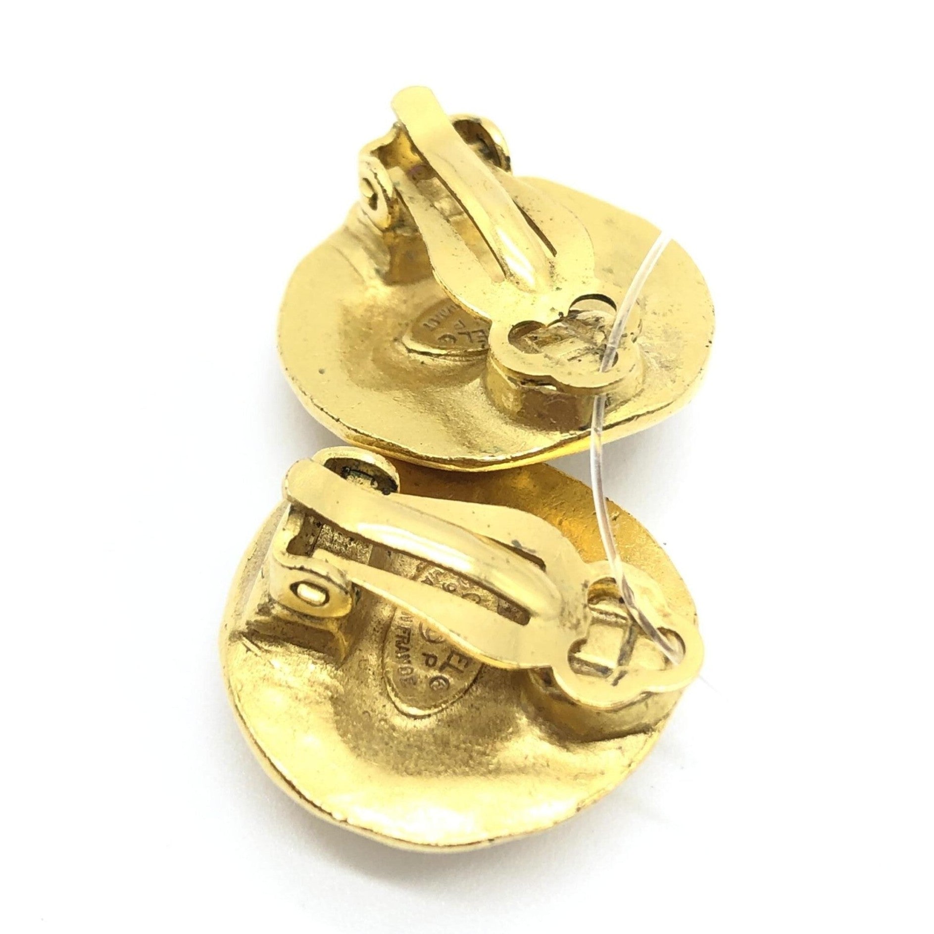 Chanel Gold Tone CC Clip-On Earrings