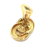 Celine Gold Tone Double Round Motif Earrings