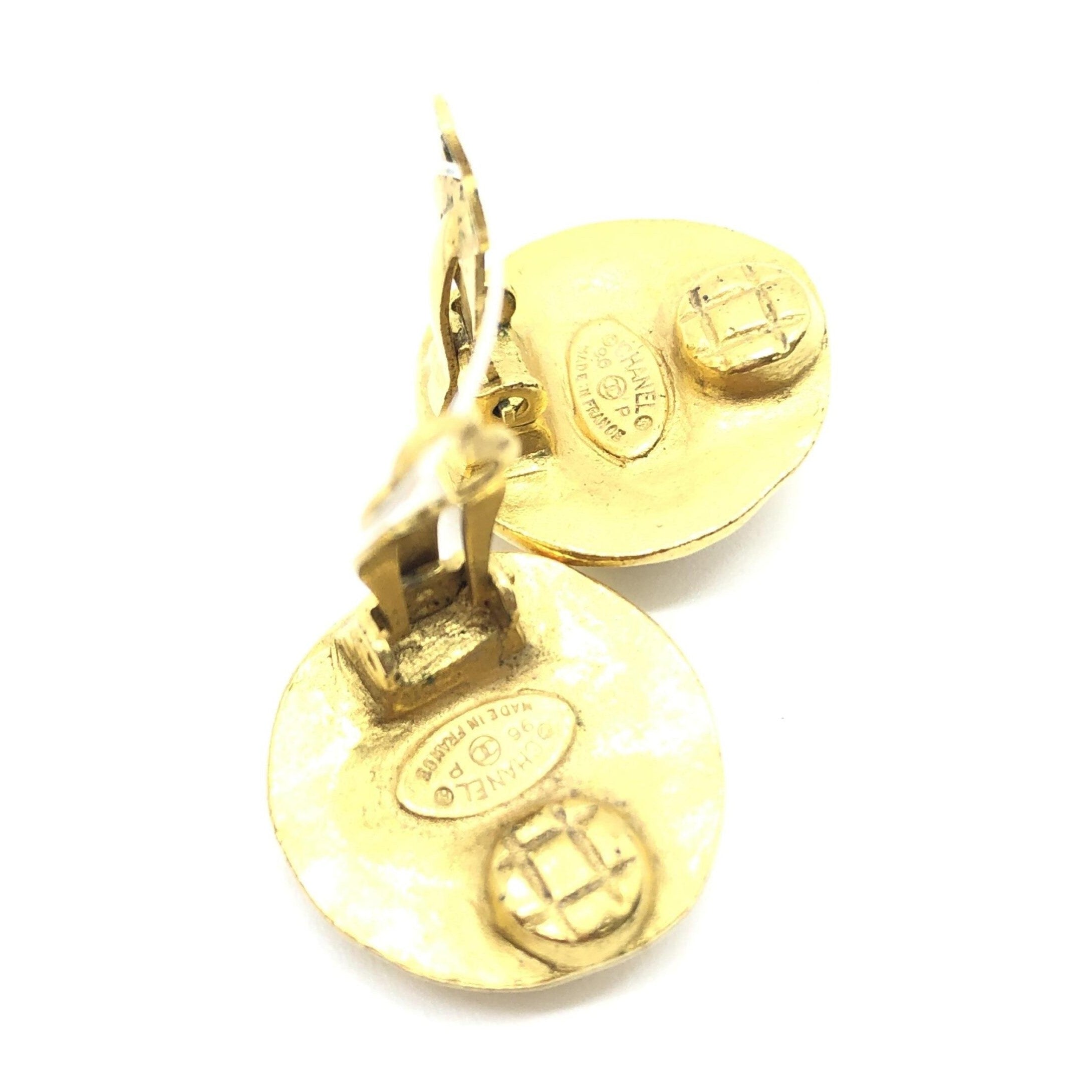 Chanel Gold Tone CC Clip-On Earrings