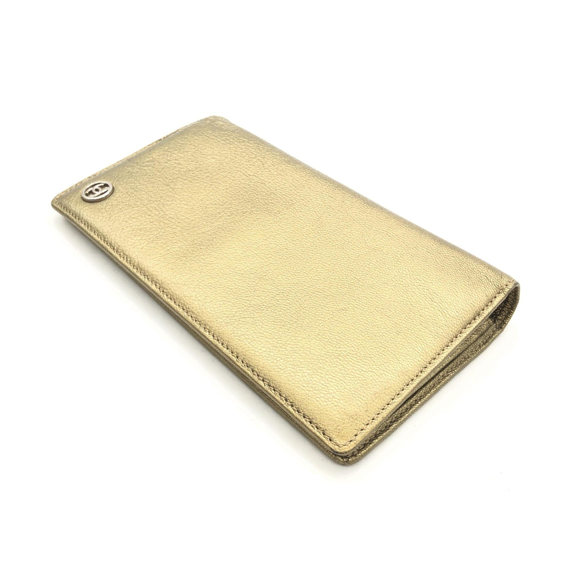 Chanel Gold Tone Caviar Leather Bifold Wallet