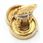 Celine Gold Tone Double Round Motif Earrings