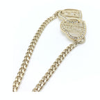 Chanel Gold Tone Heart Choker Necklace With Logo