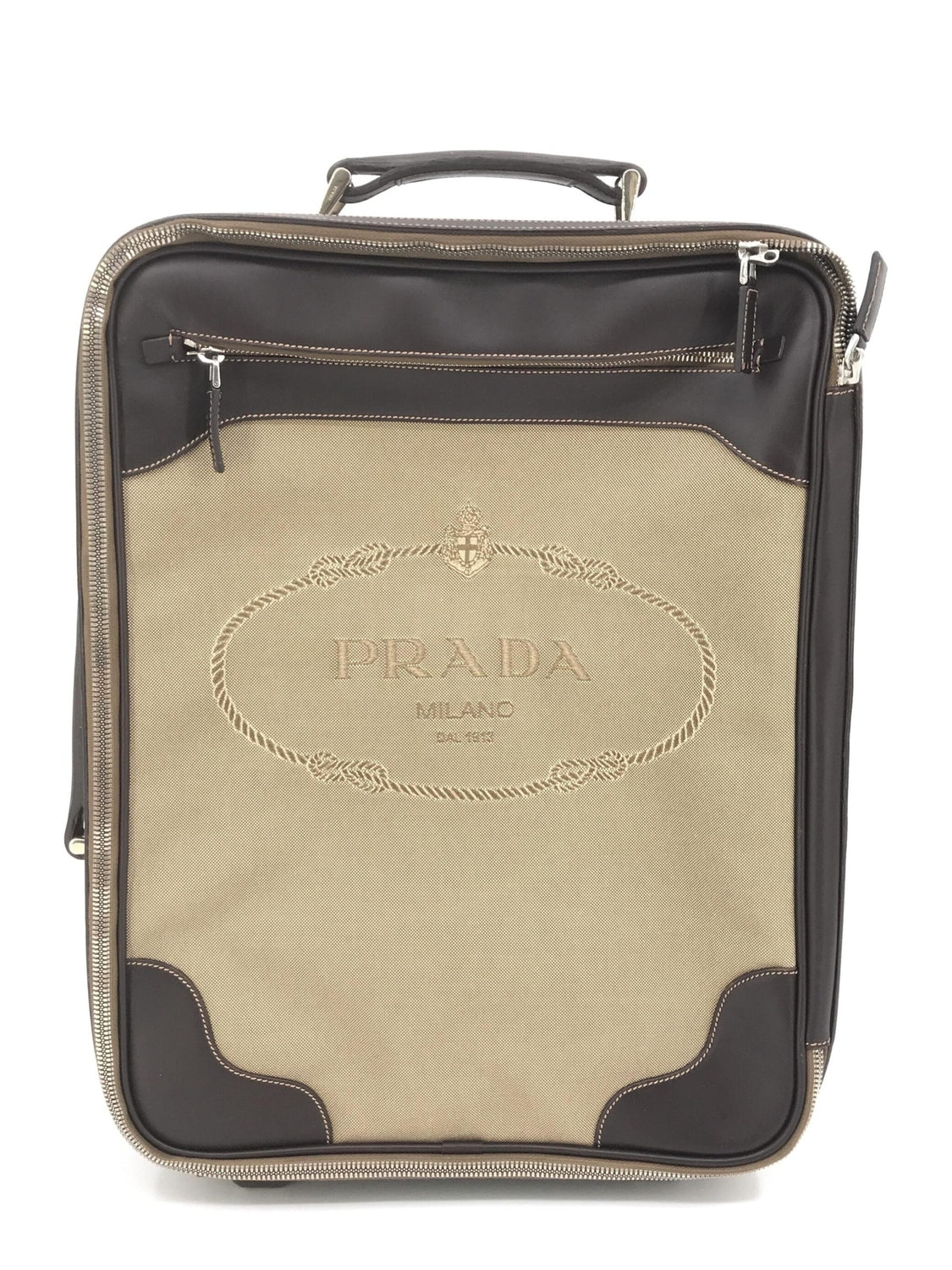 Prada Jacquard Canvas Leather Suitcase