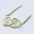 Chanel Gold Tone Heart Choker Necklace With Logo