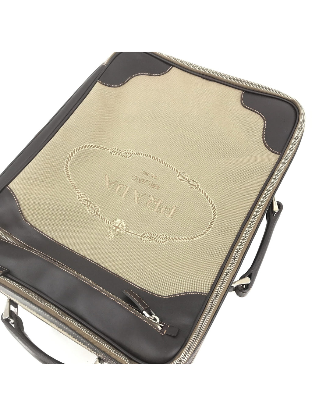 Prada Jacquard Canvas Leather Suitcase