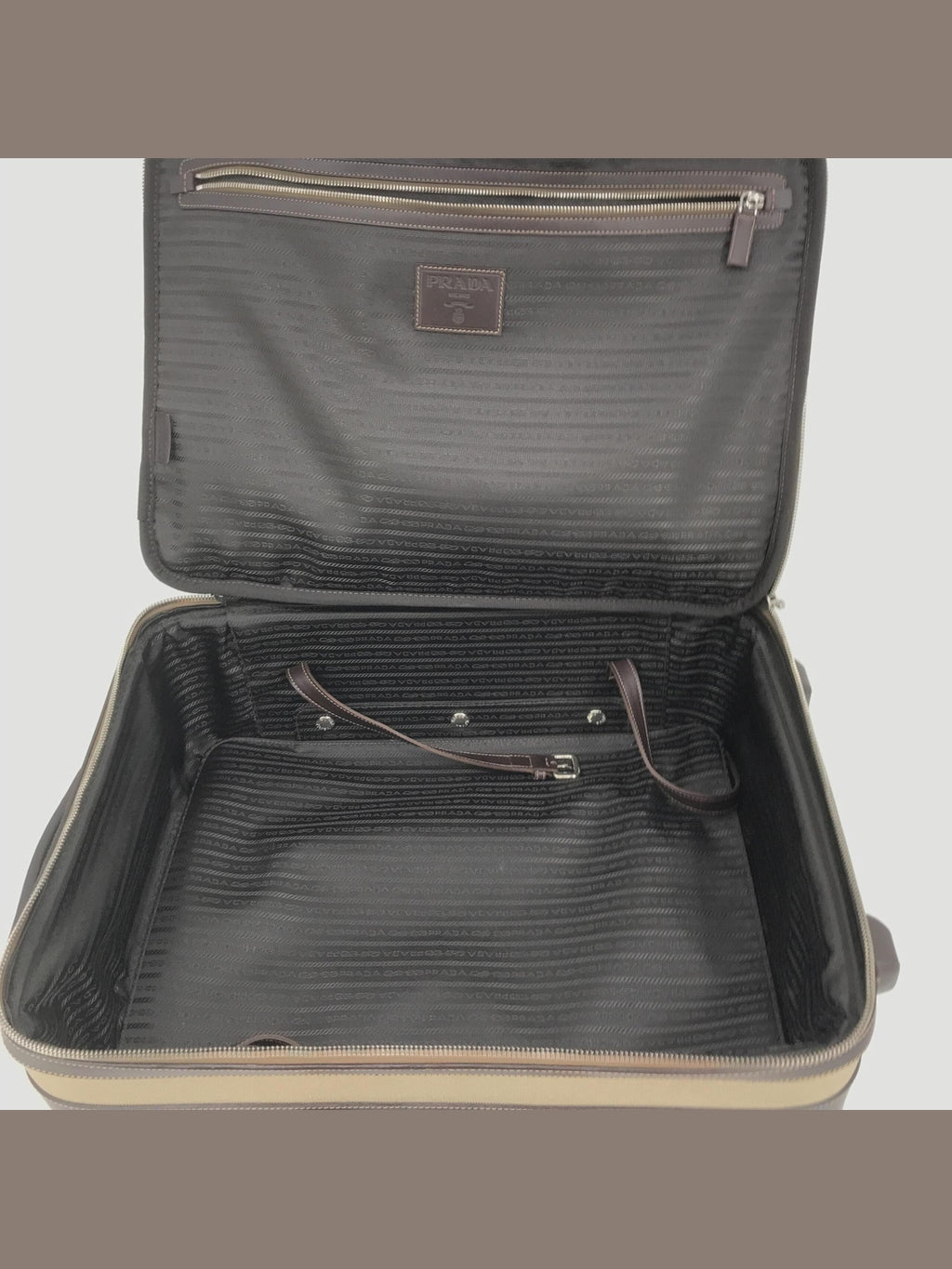 Prada Jacquard Canvas Leather Suitcase