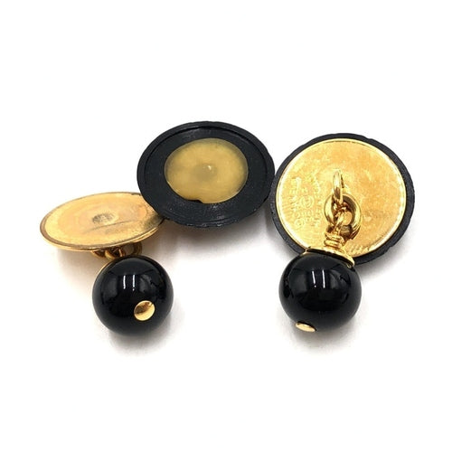 Chanel Matelasse Coco Mark Black Plastic Cufflinks