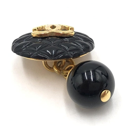 Chanel Matelasse Coco Mark Black Plastic Cufflinks