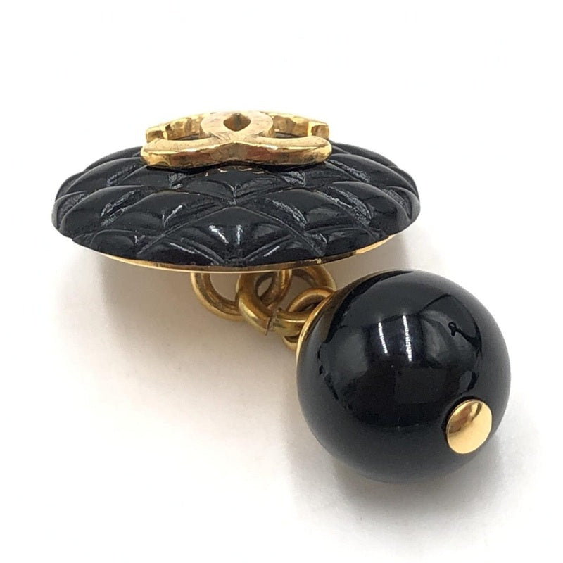 Chanel Matelasse Coco Mark Black Plastic Cufflinks