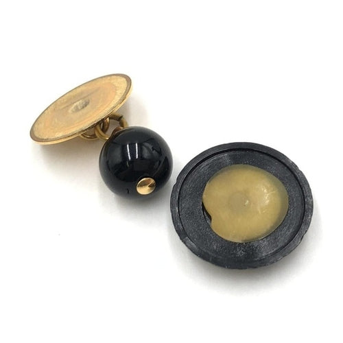 Chanel Matelasse Coco Mark Black Plastic Cufflinks