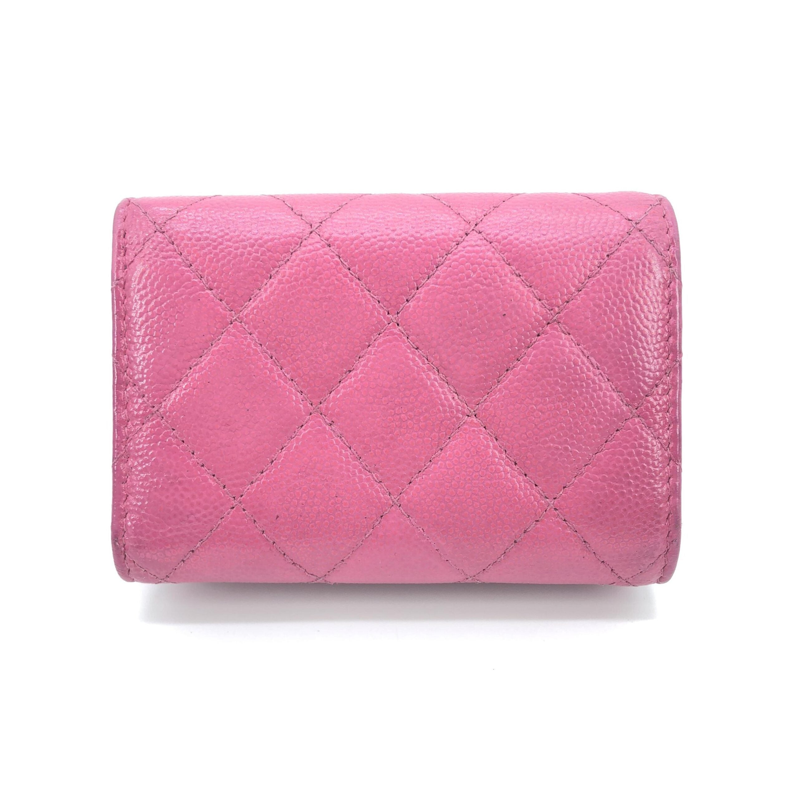 Chanel Pink Leather Quilted Flap Wallet