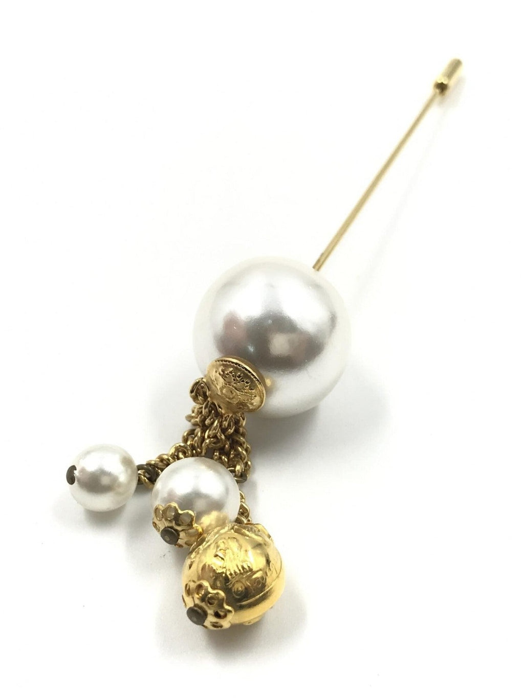 Salvatore Ferragamo Pin Brooch, Pearl Style, Box