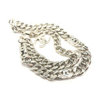 Chanel Silver Tone Curb Chain Link Necklace