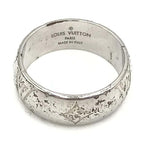 Louis Vuitton Silver-Tone Monogram Band Ring