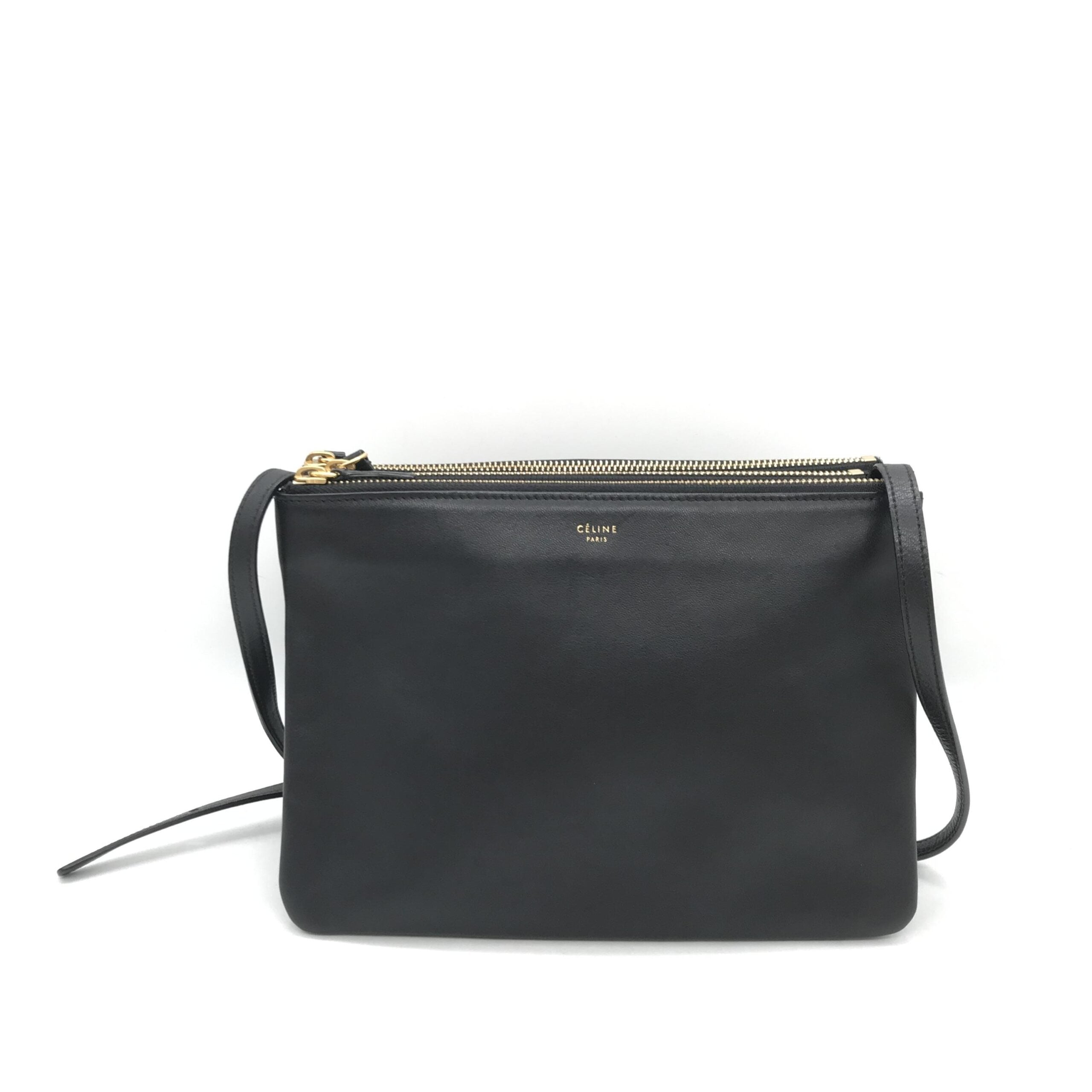 Celine Trio Black Leather Shoulder Bag