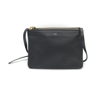 Celine Trio Black Leather Shoulder Bag