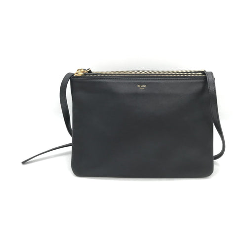 Celine Trio Black Leather Shoulder Bag