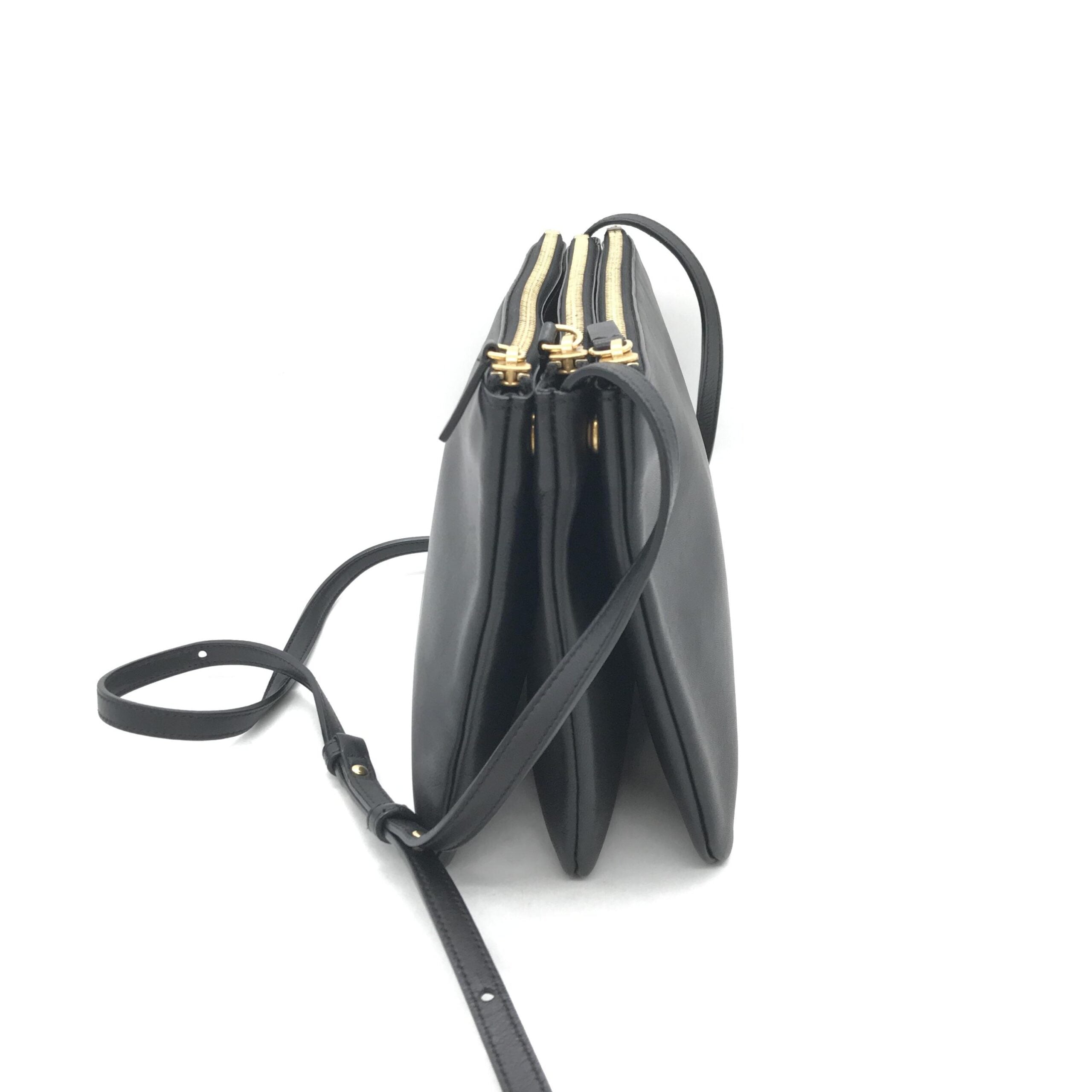 Celine Trio Black Leather Shoulder Bag