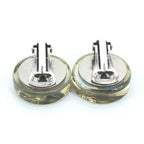 Chanel Vintage Holographic Logo Clip-On Earrings