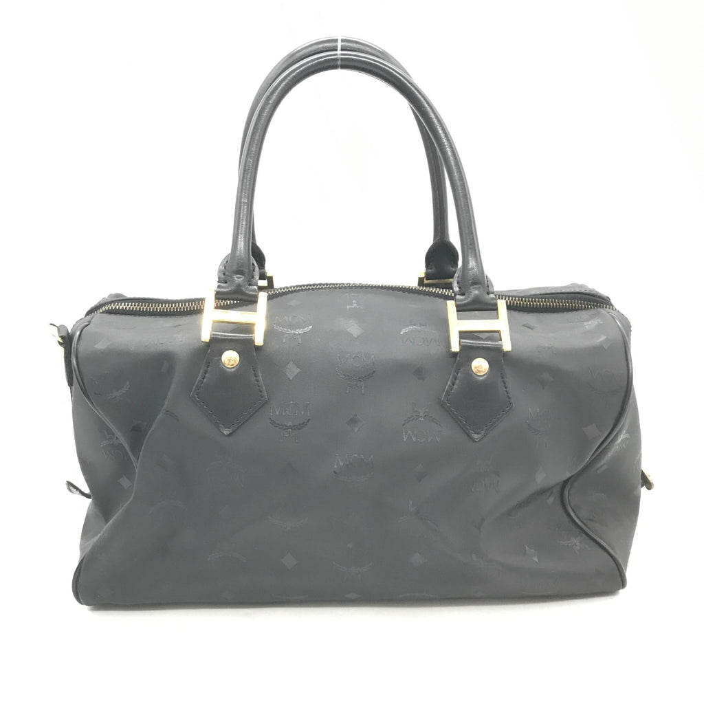 MCM Black Visetos Monogram Boston Bag