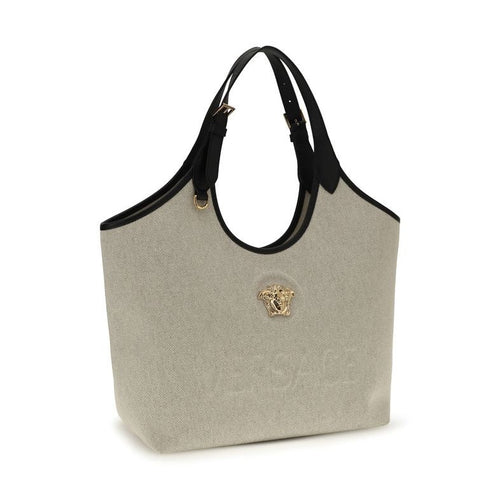 Beige Cotton Shoulder Bag