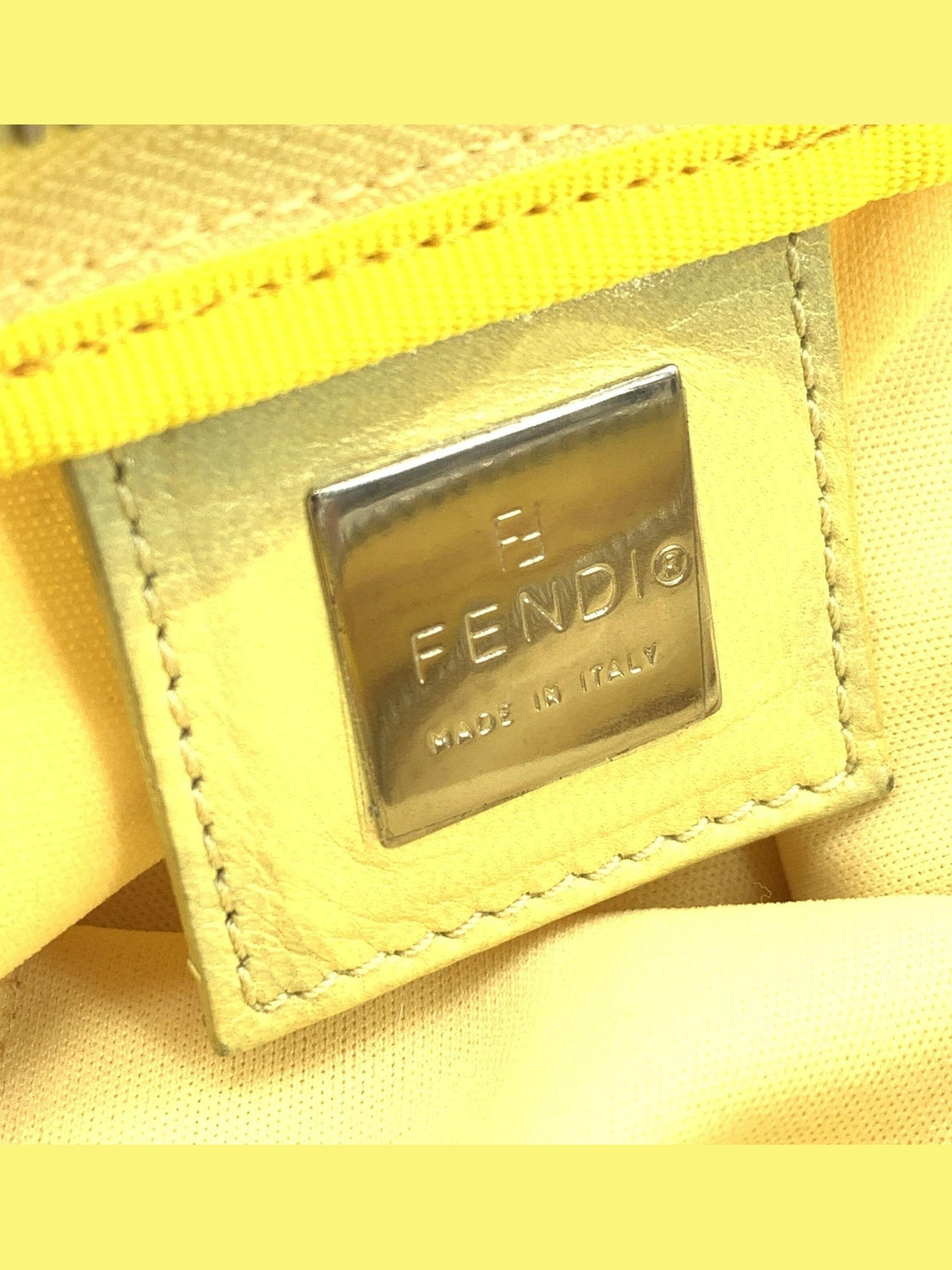 Fendi Yellow Cloth Baguette Handbag