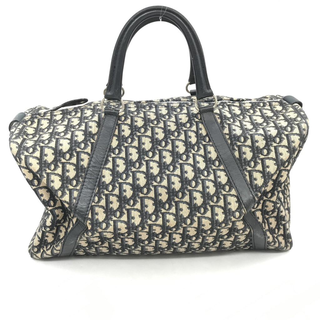 Christian Dior Navy Blue Trotter Canvas Boston Bag