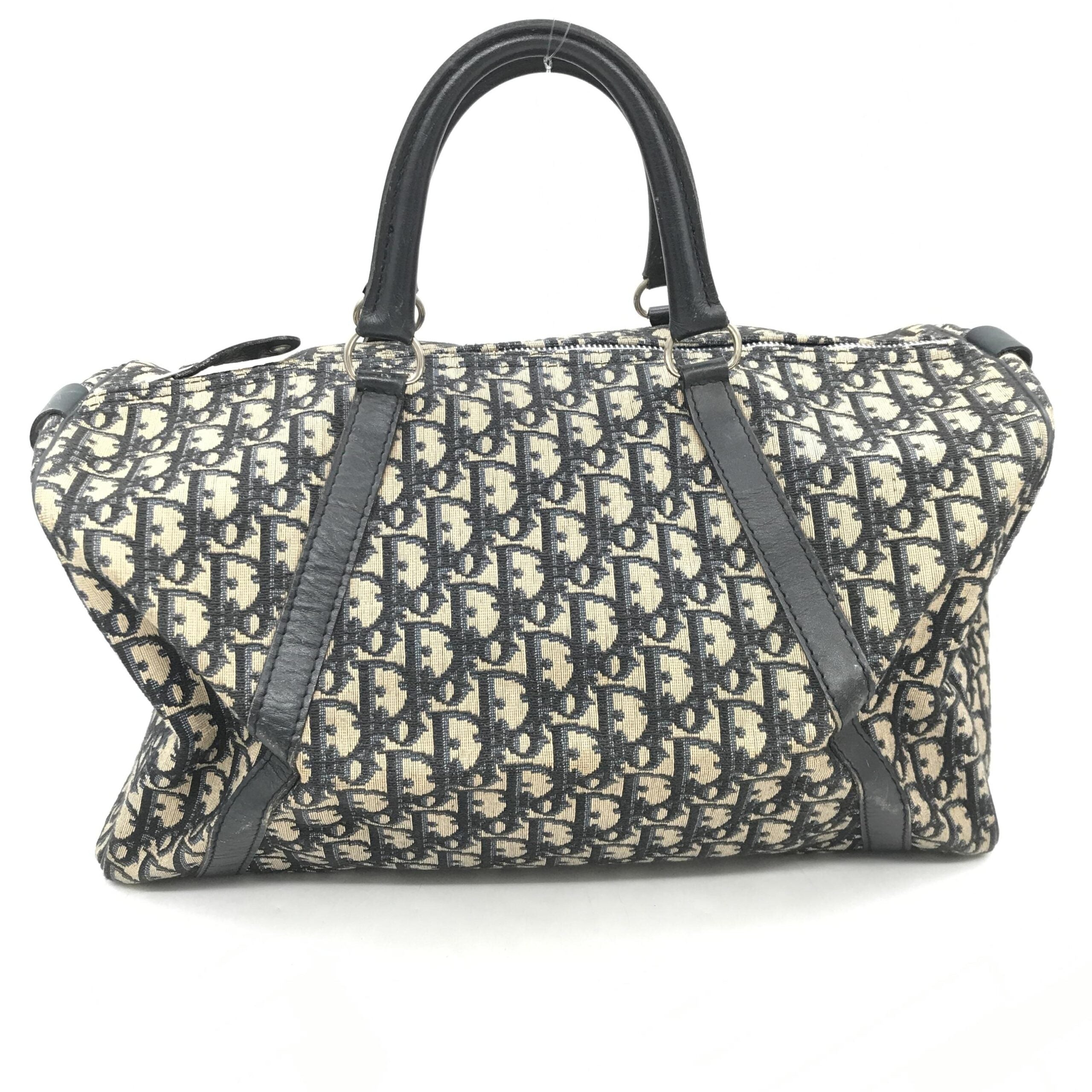 Christian Dior Navy Blue Trotter Canvas Boston Bag