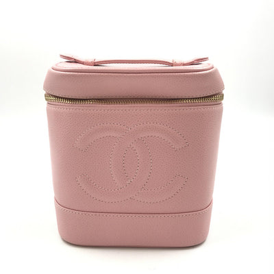 Chanel Pink Caviar Vanity Case With Zipper