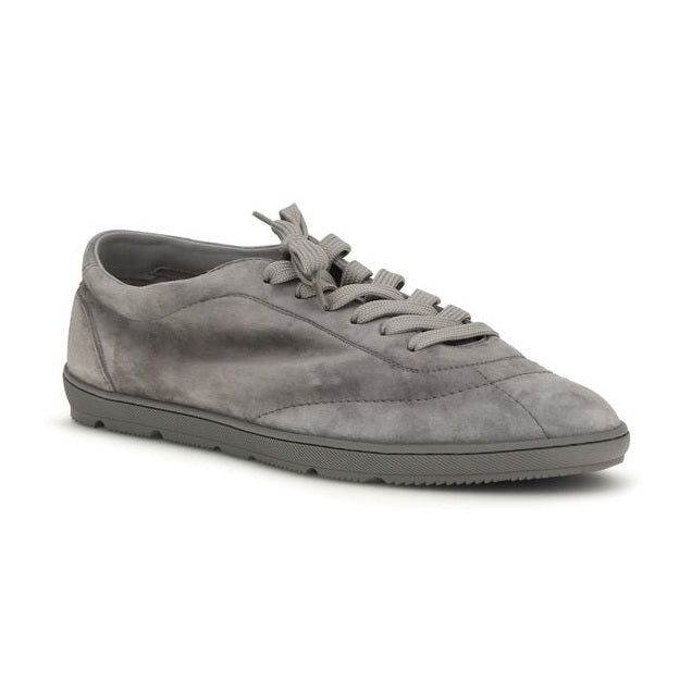 Brunello Cucinelli Gray Calf Leather Bos Taurus Low Top Sneakers