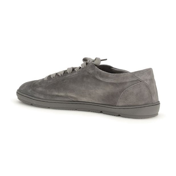 Brunello Cucinelli Gray Calf Leather Bos Taurus Low Top Sneakers