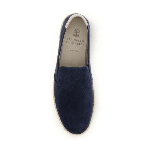 Brunello Cucinelli Blue Calf Leather Bos Taurus Espadrilles