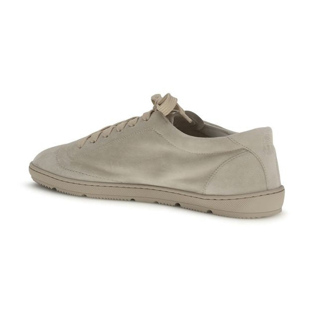 Brunello Cucinelli Beige Calf Leather Bos Taurus Low Top Sneakers