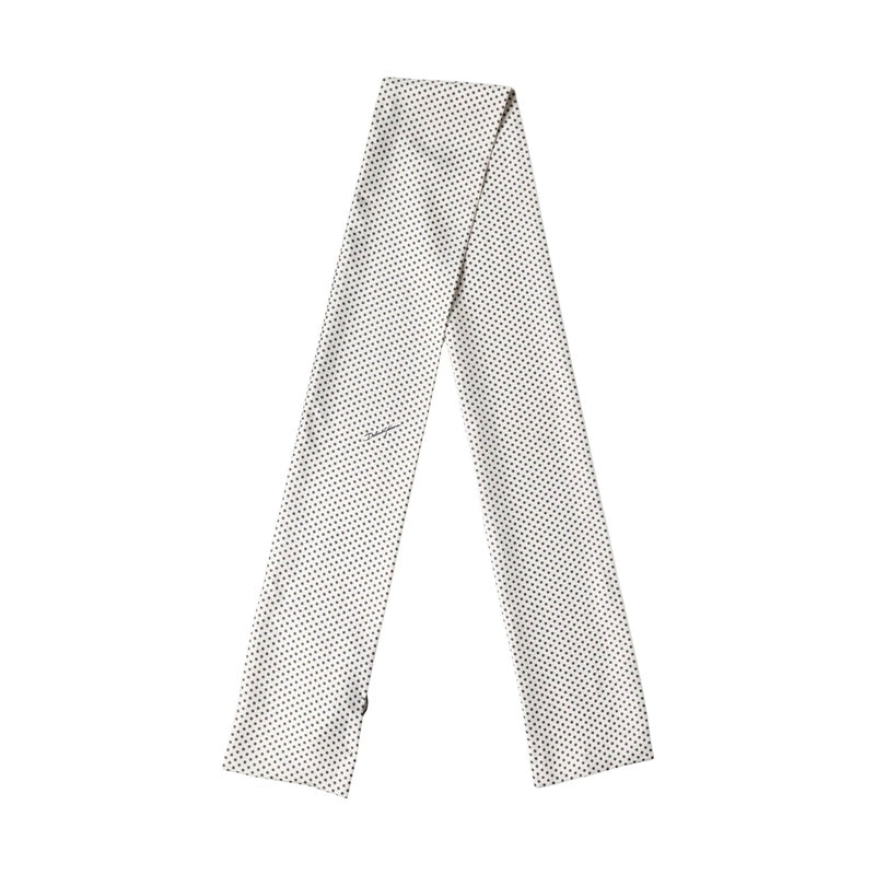 Dolce & Gabbana White Brown Polka Dot Silk Bandeau Neck Wrap 151cm x 13cm  Scarf