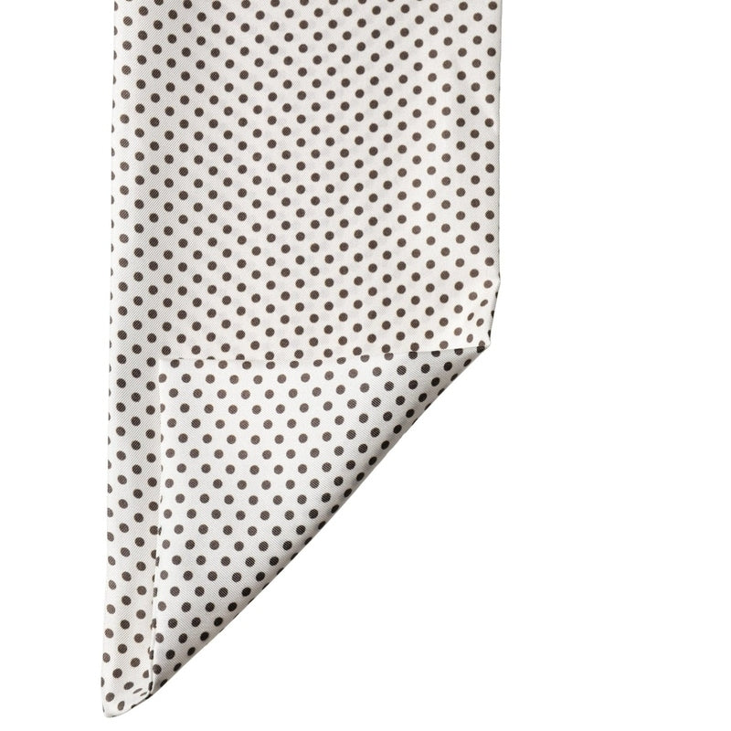 Dolce & Gabbana White Brown Polka Dot Silk Bandeau Neck Wrap 151cm x 13cm  Scarf
