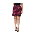 Dolce & Gabbana Black Fuchsia Silk Logo Elastic Waist Shorts