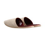 Dolce & Gabbana Beige Shetland Wool Red Quilted Slippers Shoes