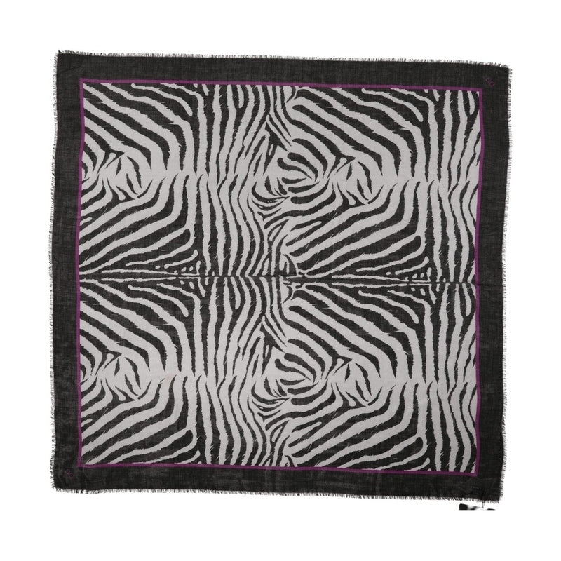 Dolce & Gabbana White Black Zebra Pattern Shawl 255cm x 132cm Men Scarf