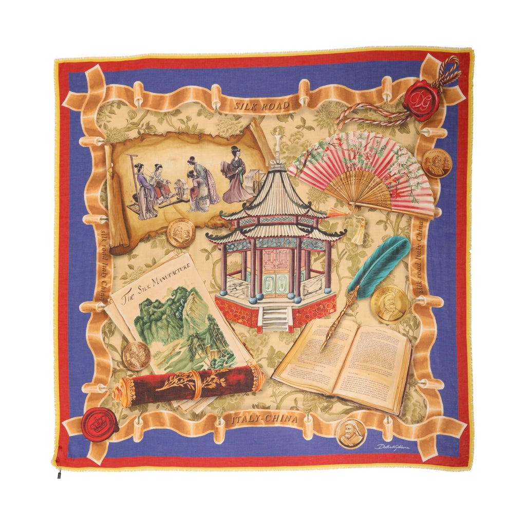 Dolce & Gabbana Multicolor Italy China Shawl Wrap 140cm x 130cm  Scarf