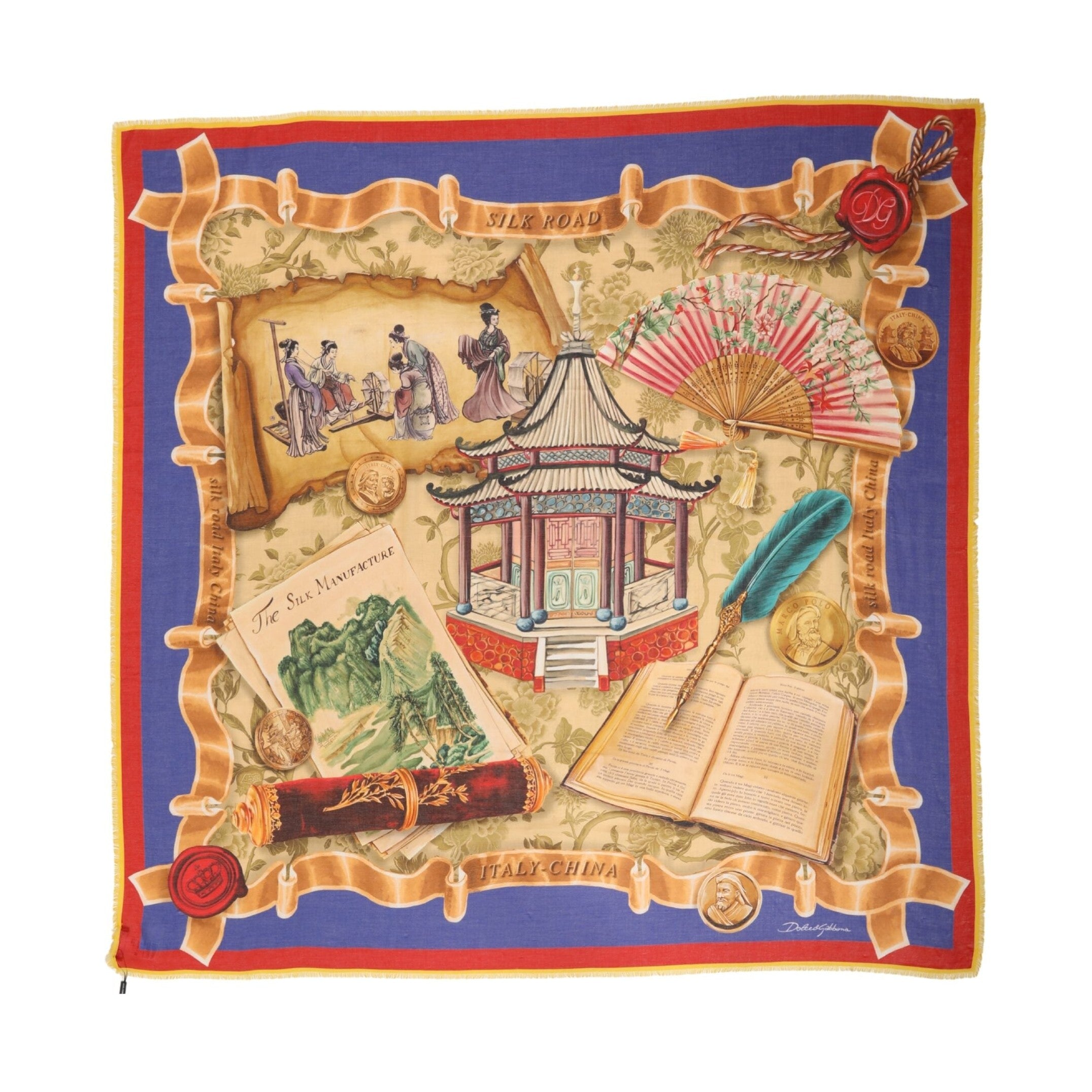 Dolce & Gabbana Multicolor Italy China Shawl Wrap 140cm x 130cm  Scarf