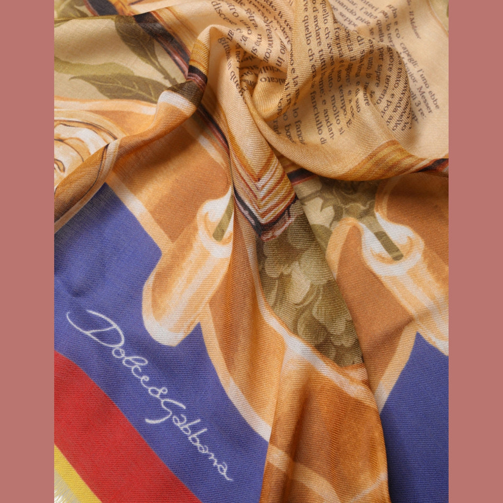 Dolce & Gabbana Multicolor Italy China Shawl Wrap 140cm x 130cm  Scarf