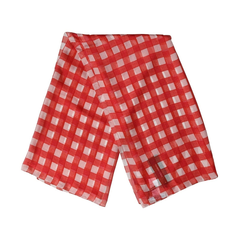 Dolce & Gabbana White Red Check Silk Wrap Foulard 118cm x 118cm Scarf