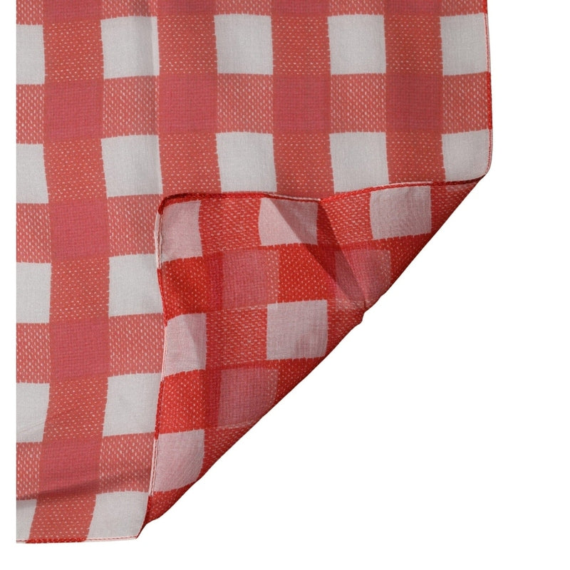 Dolce & Gabbana White Red Check Silk Wrap Foulard 118cm x 118cm Scarf