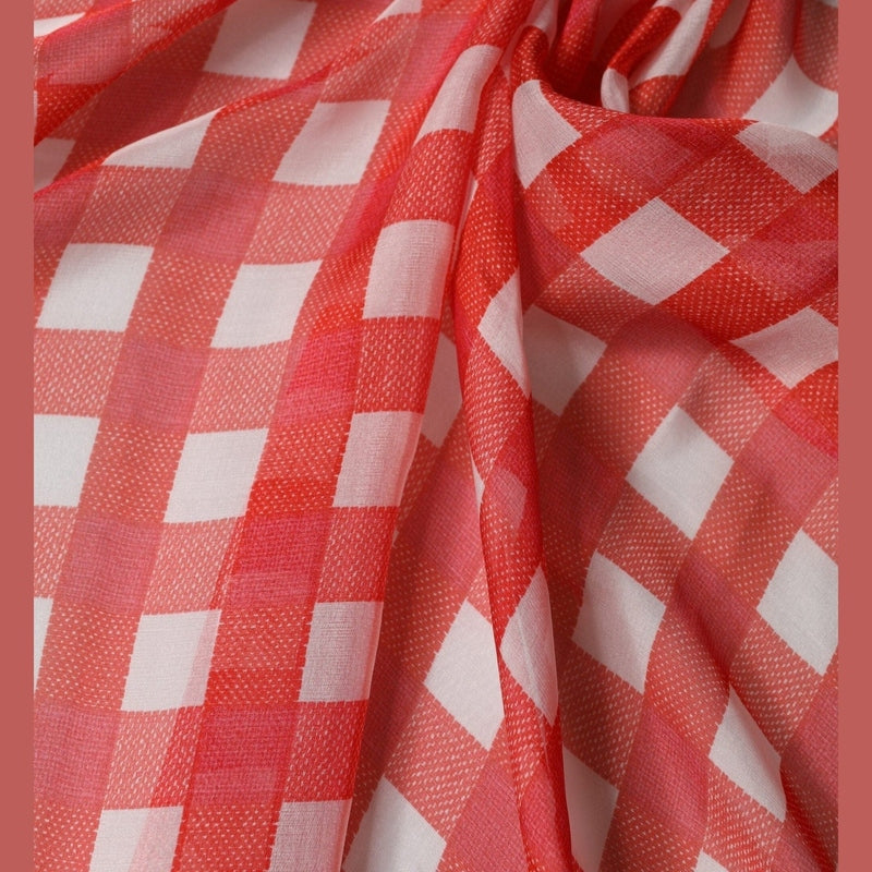 Dolce & Gabbana White Red Check Silk Wrap Foulard 118cm x 118cm Scarf