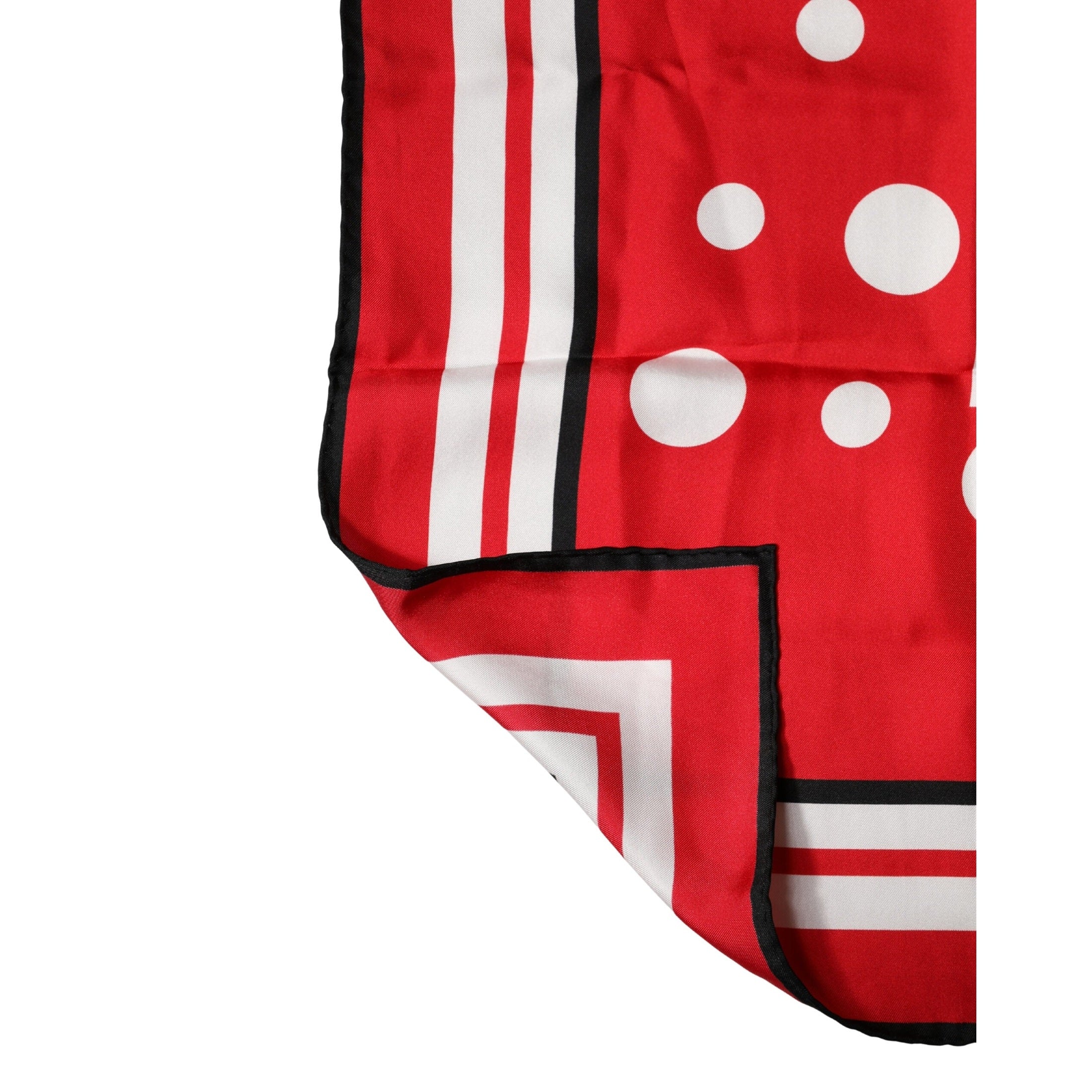 Dolce & Gabbana Red White Polka Dot Square Foulard 90cm x 88cm Scarf