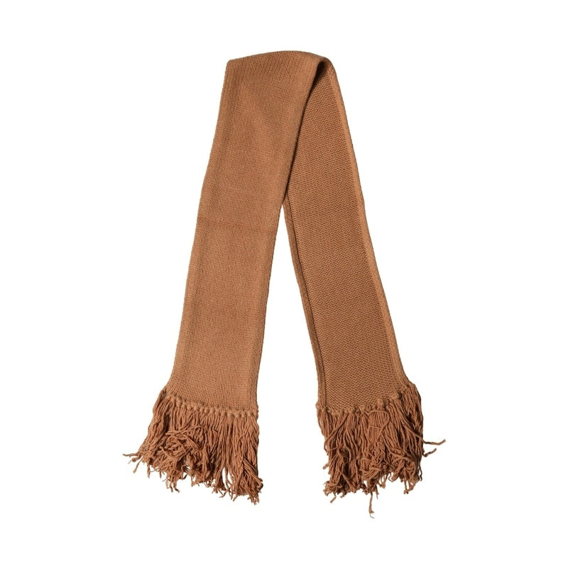 Dolce & Gabbana Brown Viscose Knitted Neck Wrap Fringes 266cm x20cm Scarf