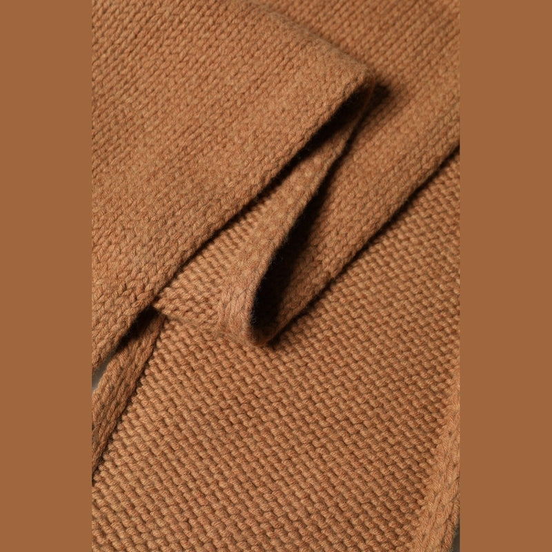 Dolce & Gabbana Brown Viscose Knitted Neck Wrap Fringes 266cm x20cm Scarf