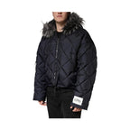 Dolce & Gabbana Black Quilted Fur Shearling Hooded  Jacket